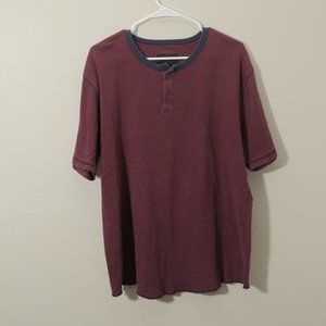 Brixton Short Sleeve Henley Buttoned Striped Tee (Extra Large)